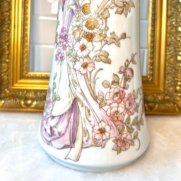 KAISER - Vintage 1960s 'La Boheme' Art Nouveau-Style Vase - MCM, Gold, Floral - Picture 7 of 12